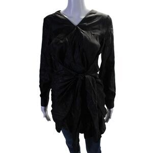 Kimberly Taylor Womens Paisley Print Long Sleeve Blouse Top Black Size XS/S